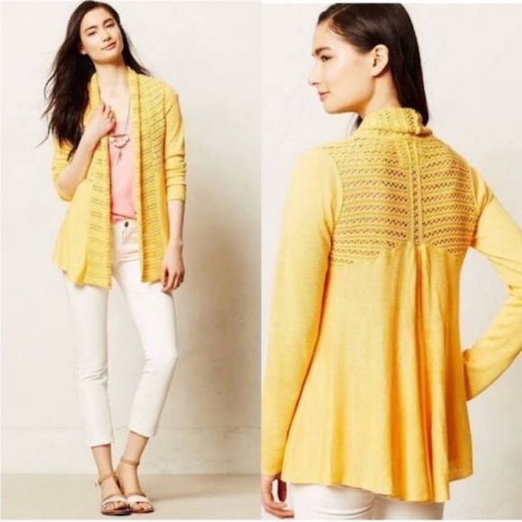 Anthropologie Sweaters - SOLD 🛑 Anthropologie Angel of the North Yellow Linen Blend Lightweight Cardigan